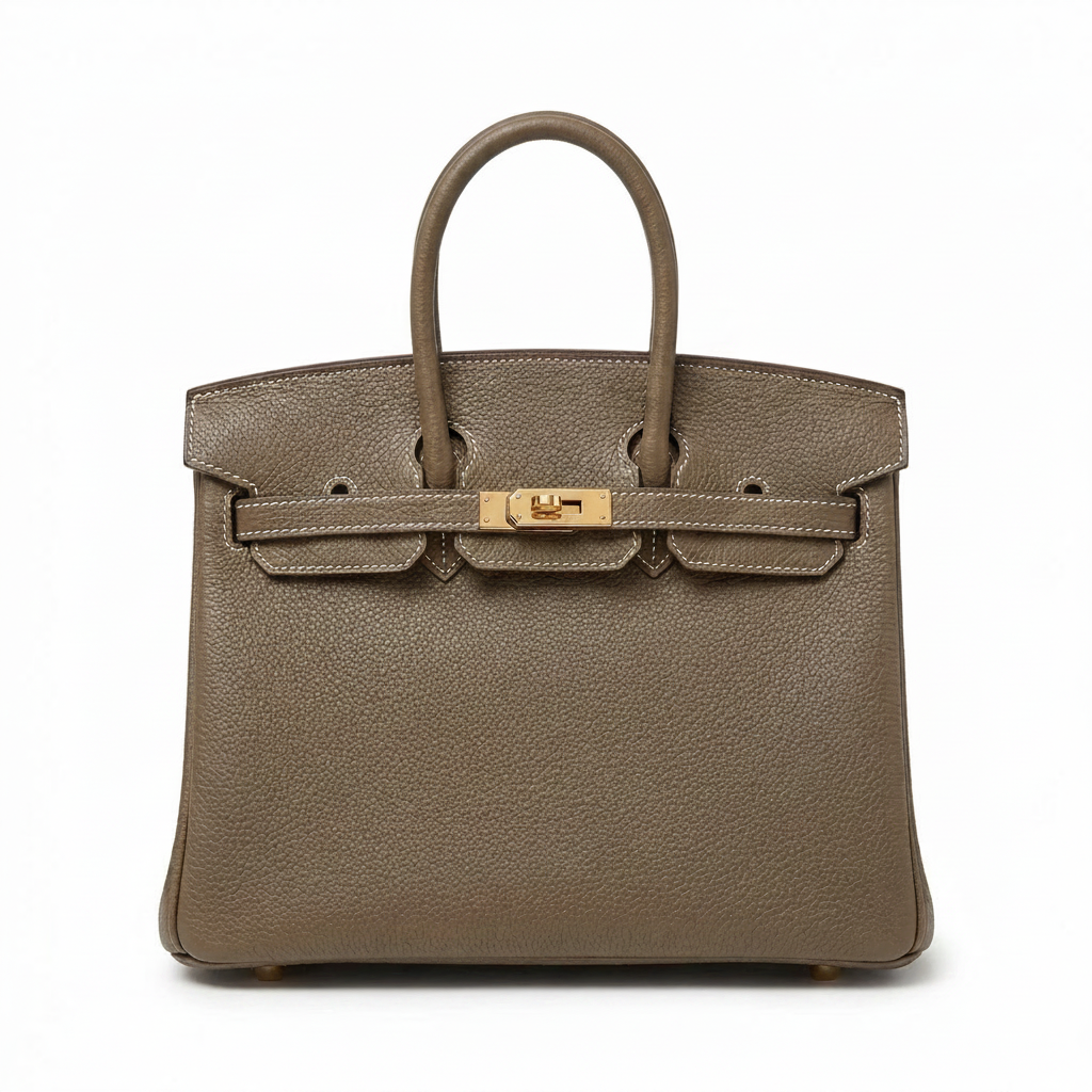 HERMÈS BIRKIN 25 HSS TASCHE IN CRAIE / GRIS TOURTERELLE AUS TOGO LEDER