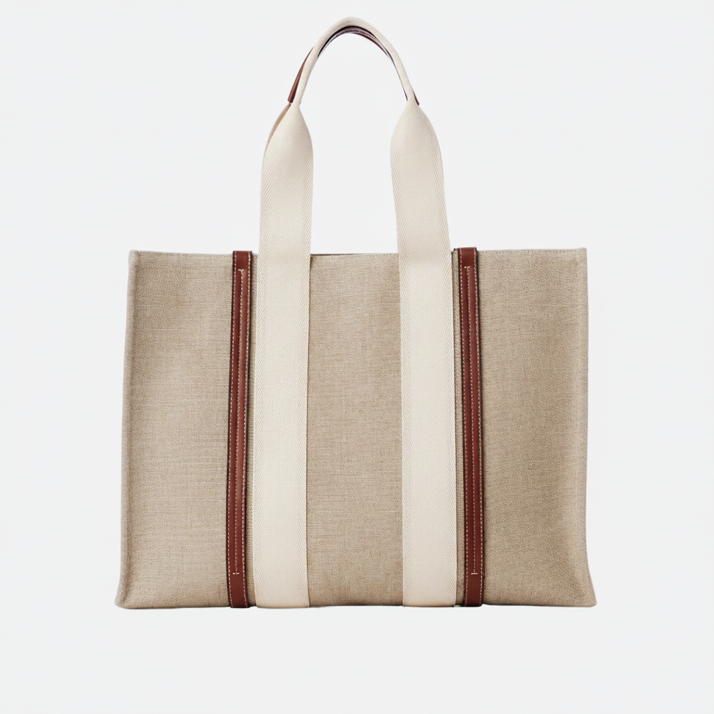 CHLOÉ WOODY TOTE BAG AUS LEINEN